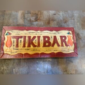 Rustic Tiki Bar Wooden Sign Red and Yellow Beverage Art